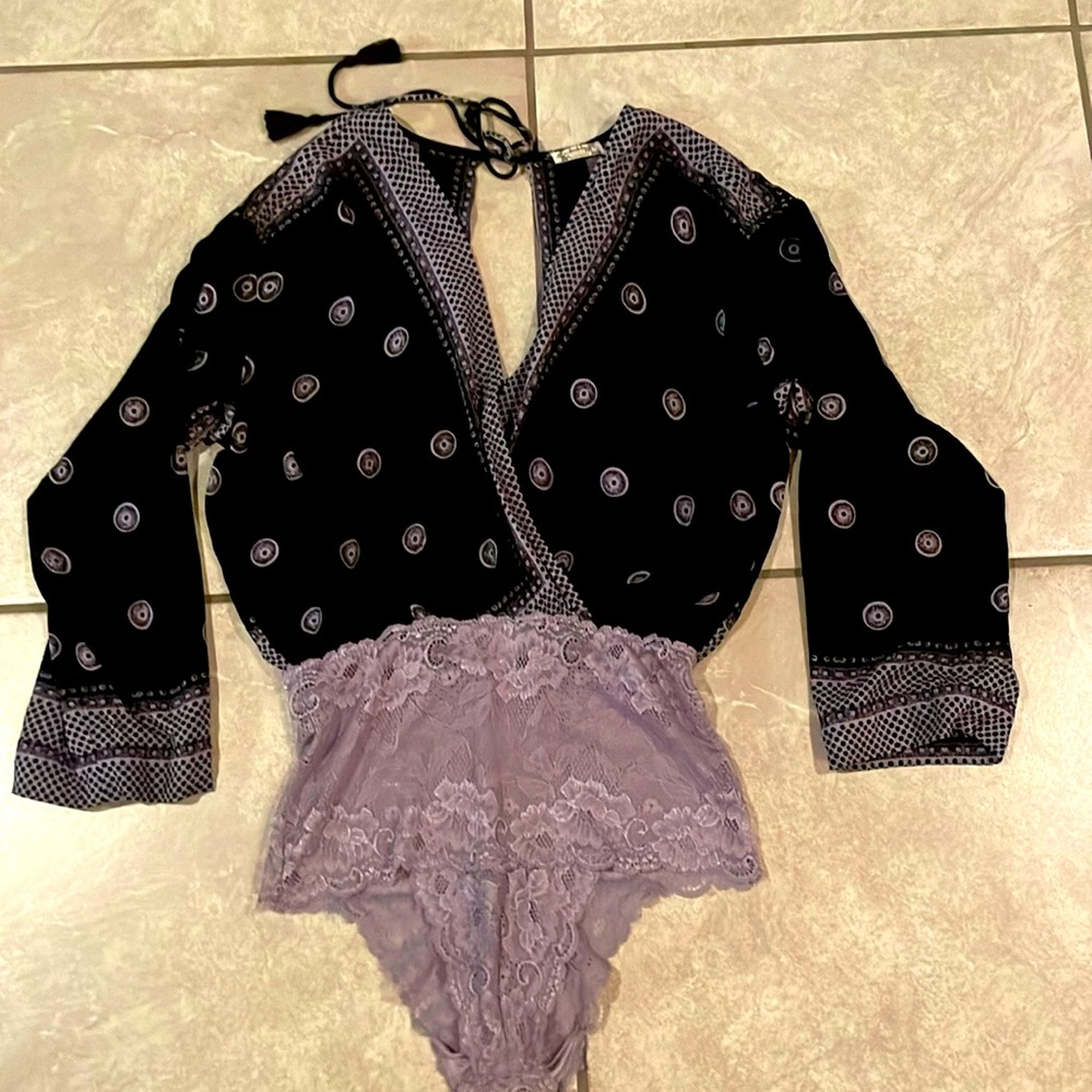 Free people printed blouse bodysuit